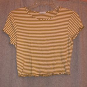 Yellow stripped crop top shirt